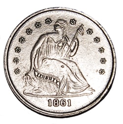 Confederate Seated Liberty Half Dollar 1861 Coins of Our Past